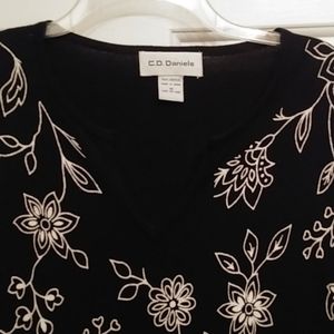 Black Flower Print Sweater